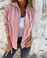 Jacke Damen mit Kapuze vielseitig tragbar in Rosa