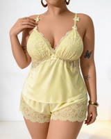 Milena | Zartes Nachtwäsche-Set aus Spitze in Gelb