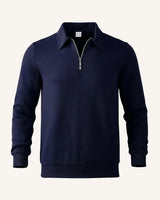 Herrenpullover mit Polokragen und Reißverschluss – Gauthier in Blau