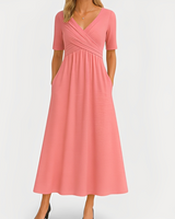 Maïka - Stilvolles Kleid mit V-Ausschnitt in Rosa