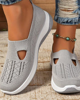 Lydia | Damen Slip-On Strick-Sneaker zum Gehen in Grau