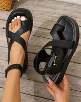 Karin | Damen Orthopädische Zehensteg Sandalen Komfort in Schwarz