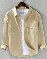 Clifford | Langarm Klappentasche Hemd in Beige
