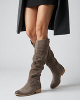 Serenya Damen Kniestiefel aus Veloursleder in Braun