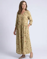 Irinae - Florales Maxikleid mit weichem Griff in Buttergelb
