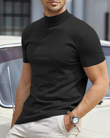 Kurzarm-Rollkragen-Shirt - Riccardo in Schwarz