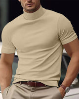 Kurzarm-Rollkragen-Shirt - Riccardo in Beige