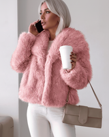 Kurzer Statement-Mantel - Riana in Rosa