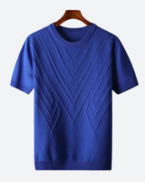 Herren Texturierter Strick T-Shirt in Königsblau