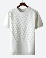 Herren Texturierter Strick T-Shirt in Weiß