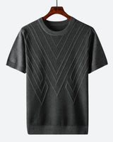 Herren Texturierter Strick T-Shirt in Grau