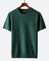 Herren Texturierter Strick T-Shirt in Grün