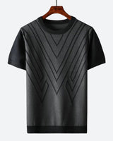 Herren Texturierter Strick T-Shirt in Schwarz