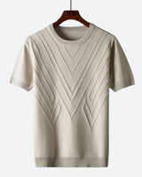 Herren Texturierter Strick T-Shirt in Aprikose