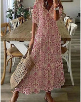 Verute - Maxikleid Aus Samt Mit Blumenmuster in Rosa