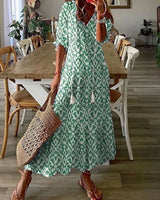 Verute - Maxikleid Aus Samt Mit Blumenmuster in Grün