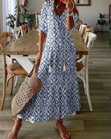 Verute - Maxikleid Aus Samt Mit Blumenmuster in Himmelblau