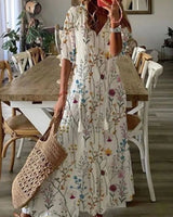 Verute - Maxikleid Aus Samt Mit Blumenmuster in Beige