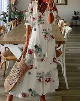Verute - Maxikleid Aus Samt Mit Blumenmuster in Weiß