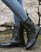 Greta | Damen Orthopädische Winterstiefel mit Schnürung in Schwarz