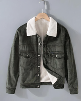 LIAM - Fleecejacke aus Cord in Grün