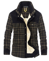 Warme Flanell Winterjacke für Herren mit Stehkragen in Grün
