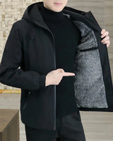 Xander - 2025 Mode Jacke mit Kapuze Windjacke in Schwarz