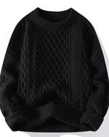 Langarm-Zopfmuster-Pullover - David in Schwarz