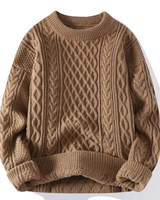 Langarm-Zopfmuster-Pullover - David in Braun