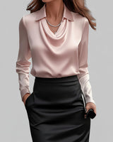 Langärmelige Drapée-Bluse - Ceylin in Rosa