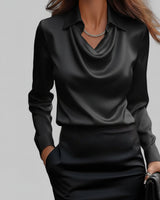 Langärmelige Drapée-Bluse - Ceylin in Schwarz