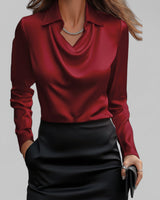 Langärmelige Drapée-Bluse - Ceylin in Rot