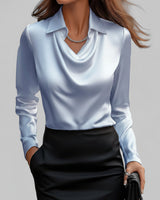 Langärmelige Drapée-Bluse - Ceylin in Blau