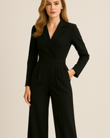 Langärmeliger Jumpsuit Mit Tailliertem Schnitt - Frederike in Schwarz