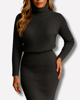 Langärmeliges Midi-Winterkleid - Viktoria in Schwarz