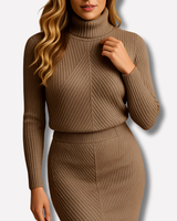 Langärmeliges Midi-Winterkleid - Viktoria in Braun
