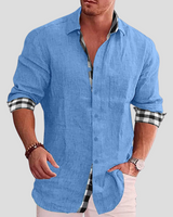 Langarmhemd Mit Knopfleiste - Linus in Blau