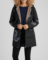 Lange Taillierte Kapuzenjacke - Philine in Schwarz
