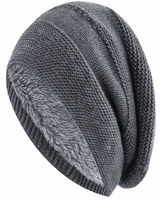 Lässige Slouchy-Strickmütze - Charlie in Grau