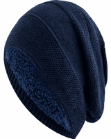 Lässige Slouchy-Strickmütze - Charlie in Dunkelblau