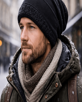 Lässige Slouchy-Strickmütze - Charlie in Schwarz