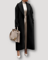 Umaiza | Teddybär Sherpa Plüsch Lang Oversized Winter Mantel in Schwarz