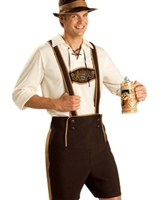 Leonhard | Herren Braune Lederhose Oktoberfest Trachten Set Mit Hosenträgern in Braun
