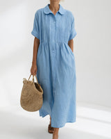 Jorisa - kurzärmeliges Midikleid in Hellblau