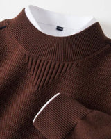 Kelvis - Strukturierter Jacquard-Rollkragenpullover in Braun
