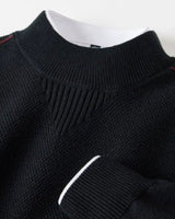 Kelvis - Strukturierter Jacquard-Rollkragenpullover in Schwarz