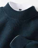 Kelvis - Strukturierter Jacquard-Rollkragenpullover in Tiefes Aqua-Grün
