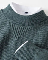 Kelvis - Strukturierter Jacquard-Rollkragenpullover in Schiefergrün