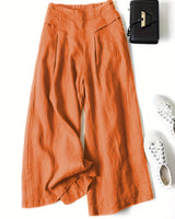 Chrissy | Leinenmix-Hose mit weitem Bein und elastischem Bund in Mandarinenrot
