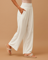 Damen High Waist Hose mit elastischem Bund in Weiß